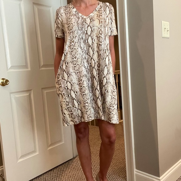 Entro Snake Print Dress and Soft Pink Top - Picture 4 of 15
